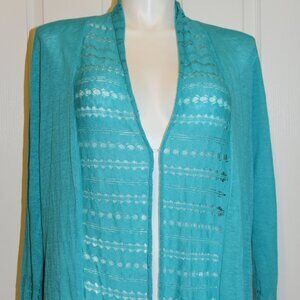 Jones New York Women's Open Cardigan in Turquoise, Size L, NWT!